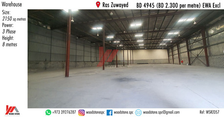 Manama, Warehouses, BHD 4945,  2150 Sq. Meter,  Warehouse, Ras Zuwayed - BD 4945 (BD 2.300 Per Metre) Excl WSRZ057