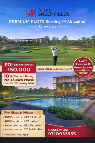 Vadodara, Residential Plots, INR 4750000,  1500 Sq. Feet,  Arvind Plots Vadodara&ndash; Premium Living Starts Here