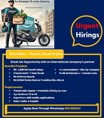 Riyadh, Jobs, International Company Is Looking For Bike Riders
