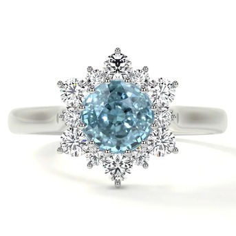 New York, Jewelry, USD 2320,  Best Deal Aquamarine Halo Engagement Rings 1.01cttw At GemsNY