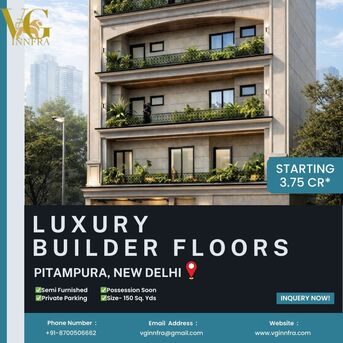 New Delhi, Real Estate For Sale, INR 37500000,  3 BR,  1350 Sq. Feet,  3 BHK Luxury Builder Floors In Pitampura, New Delhi