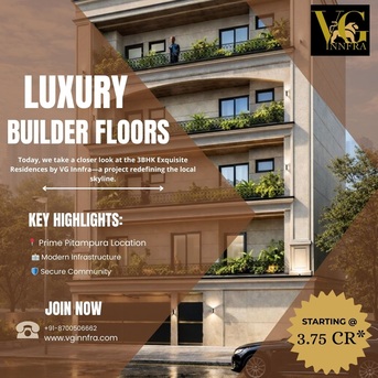 New Delhi, Real Estate For Sale, INR 37500000,  3 BR,  1350 Sq. Feet,  3 BHK Luxury Builder Floors In Pitampura, New Delhi