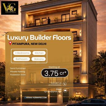 New Delhi, Real Estate For Sale, INR 37500000,  3 BR,  1350 Sq. Feet,  3 BHK Luxury Builder Floors In Pitampura, New Delhi