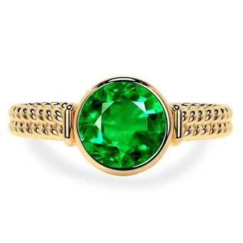 New York, Jewelry, USD 6598,  GemsNY Solitaire Emerald Rings &ndash; Round Natural Emerald Solitaire Ring