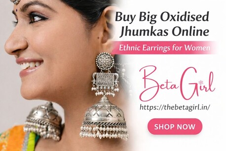 Ahmedabad, Jewelry, INR 1,  Buy Big Oxidised Jhumkas Online &ndash; Ethnic Earrings For Women