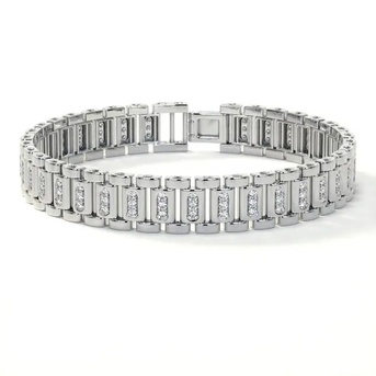 New York, Jewelry, USD 10778,  Premium Mens Bracelet With Blue Sapphire And Diamond 1.8mm Round Stones