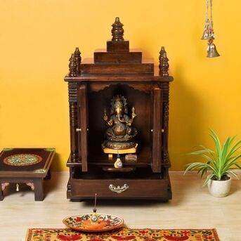 Mumbai, Furniture, INR 38839,  Buy Wooden Pooja Mandir Online India - Temple Designs