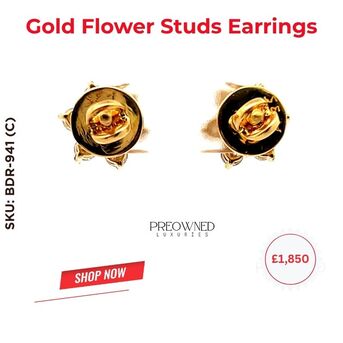 London, Jewelry, GBP 1850,  Buy Elegant Gold Flower Diamond Stud Earrings UK