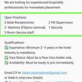 URGENT HIRING:HOTEL SERVICE STAFF