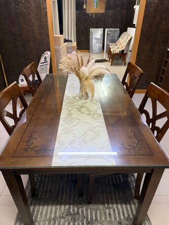 Al Jubail Al Balad, Furniture, SAR 500,  HOME CENTER DINGING TABLE WITH TOP GLASS & 4 CHAIRS