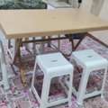 SAR 150,  Household Items For Sale: Folding Table + 5 Stools (Good Condition)