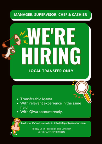 Jeddah, Jobs, Manager, Supervisor, Chef