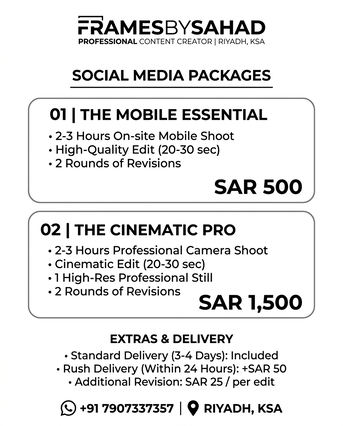 Riyadh, Graphic Design, Promo Video / Photography / Content Creation /