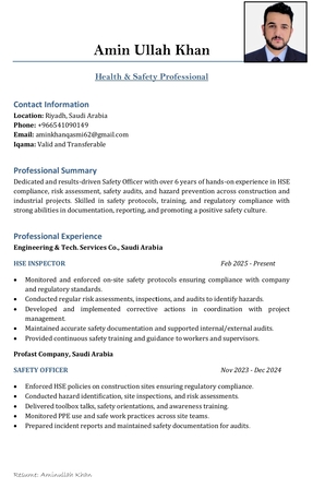 Riyadh, Job Seekers, Safety Officer / HSE Inspector &ndash; 6 Years Experience