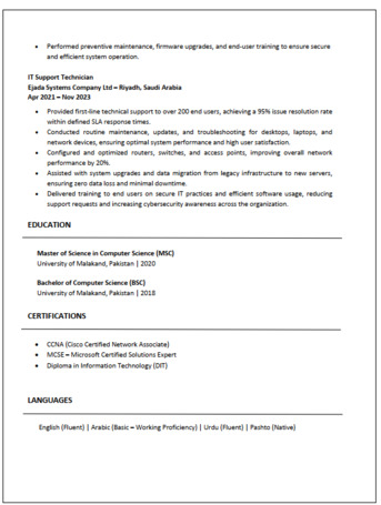 Jubail, Job Seekers, IT Support & Network Engineer