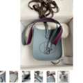 USD 400,  Replica Hermes Handmade Bags &ndash; Evelyne Mini In Blue Lin Clemence