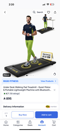 Dammam, Sporting Goods, SAR 450,  Rigid Fitness Walking Pad.