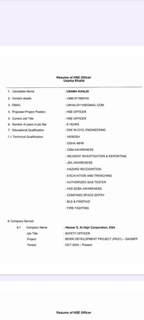 Jubail, Job Seekers, ARAMCO, SABIC APPROVED SAFETY OFFICER AVAILABLE - TRANSFER OR RENTAL BASIS