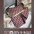Dior Saddle Bag &ndash; Burgundy Dior Oblique Jacquard (Spottedbags)