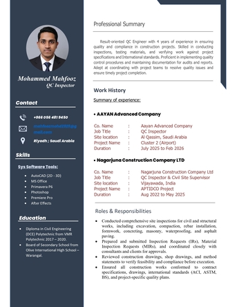 Riyadh, Job Seekers, Civil QC Inspector