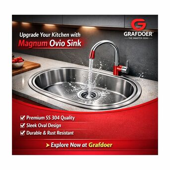 New Delhi, Household, Magnum Ovio Kitchen Sink By Grafdoer &ndash; Premium Stainless Steel Sink For Modern Kitchens