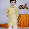 INR 2599,  Traditional Chikankari Zari Booti Chanderi Kurta Boys Ethnic Outfit