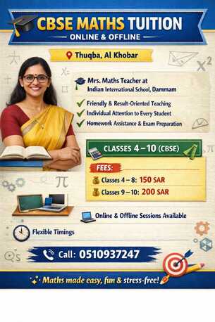 Al Thuqbah, Education, CBSE MATHS TUITION &ndash; Online & Offline