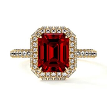 New York, Jewelry, USD 2780,  Spinel Engagement Ring &ndash; Double Halo 1.00cttw Yellow Gold