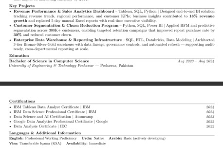 Riyadh, Job Seekers, Data & BI Analyst | 5+ Years Experience | Available In Riyadh