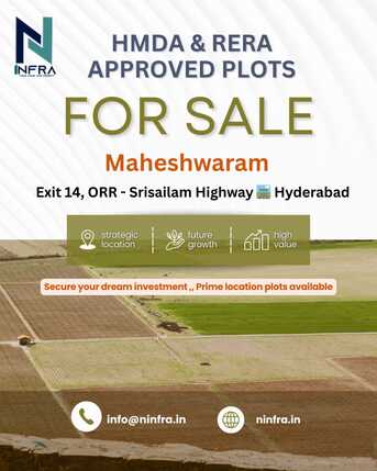 Hyderabad, Residential Plots, INR 32000,  200 Sq. Yard,  HMDA Gated Premium Residential Open Plots Sale In Maheshwaram 100 Ft Road Facing ORR14