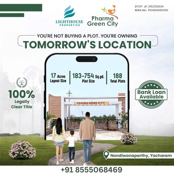 Mumbai, Residential Plots, INR 12500,  189 Sq. Yard,  Pharma Green City &ndash; DTCP & RERA Approved Open Plots