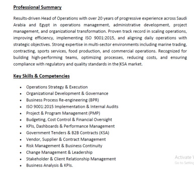 Riyadh, Job Seekers, Operations & Admin Manager / Transferable Iqama / Immediate Join