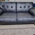 SAR 1500,  5 (3+2), Black Colour Leather Sofa..and 6 Seater Glass Round Dining Table. R