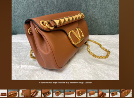 New York, Clothing & Accessories, USD 359,  Replica Valentino Bags | Valentino Stud Sign Shoulder Bag In Brown Nappa Leather