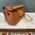 USD 359,  Replica Valentino Bags | Valentino Stud Sign Shoulder Bag In Brown Nappa Leather