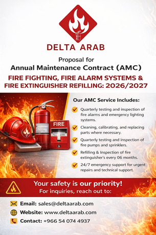 Dammam, Technical, AMC- Annual Maintenance Contract For Fire Fighting, Fire Alarm & Fire Extinguisher Refill.