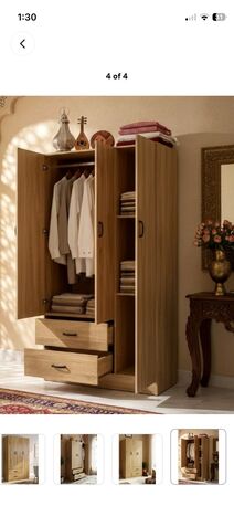 Al Aziziyah, Furniture, SAR 500,  Brand New Wooden Wardrobe For Sale &ndash; Unopened (3 Door + 2 Drawers)