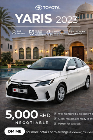 Arad, Vehicles, Cars & Trucks , BHD 5000,  Toyota Yaris,  2023,  Automatic,  70000 KM,    - Under Toyota Warranty