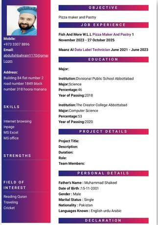 Hoora, Job Seekers, Pizza Maker And Arabic Food Like Foul Hummus Falafel Tabula Fatush Chicken Liver And EtLeb