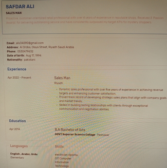 Riyadh, Job Seekers, Salesman