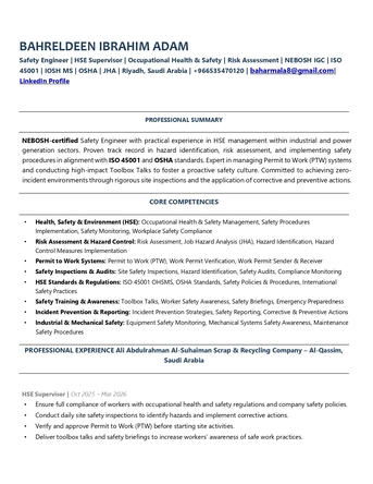 Riyadh, Job Seekers, HSE OFFICER,HSE SUPERVISOR, HSE ENGINEER