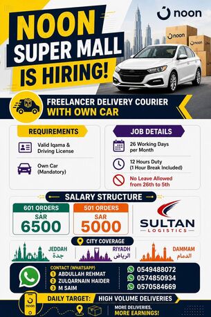 Jeddah, Jobs, Urgent Hiring For Noon Supermall