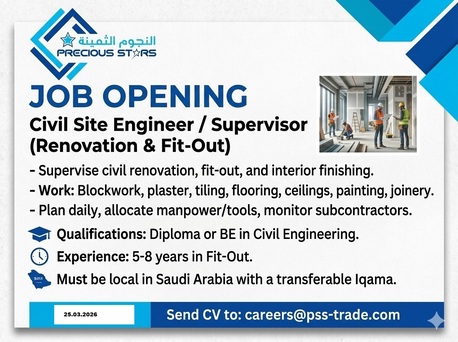 Dammam, Jobs, Urgently Looking For Civil Engineer