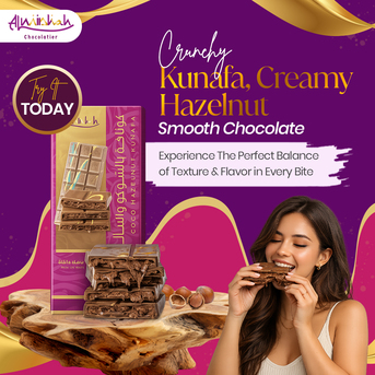 Dubai, Food, AED 18,  Choco Hazelnut Kunafa Milk Chocolate | Premium Hazelnut Chocolate Bar