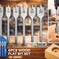 INR 149, 6pcs Spade Drill Bit Set (10–25mm) – Flat-Head Hex-Shank Wood Cutting Tools