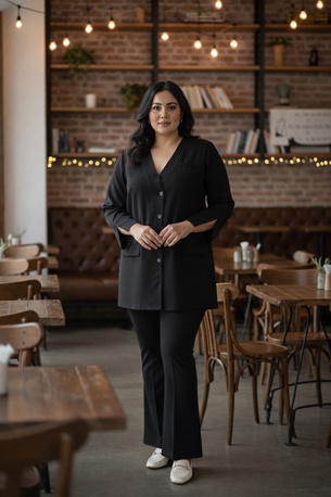 Jaipur, Clothing & Accessories, INR 1699,  Nanglia Ruchira Plus Size Classic Black Button-Down Jacket For Women