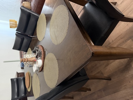 Jeddah, Furniture, SAR 450,  Dining Table 6 Seats Pure Wood And Leather Chairs