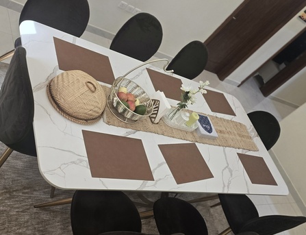 Khobar, Furniture, SAR 3000,  Top Dining Table For Sale Elegant Marble Top Dining Table With 8 Chairs Available In Excel