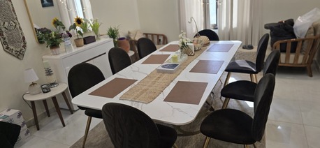 Khobar, Furniture, SAR 3000,  Top Dining Table For Sale Elegant Marble Top Dining Table With 8 Chairs Available In Excel
