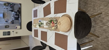 Khobar, Furniture, SAR 3000,  Top Dining Table For Sale Elegant Marble Top Dining Table With 8 Chairs Available In Excel